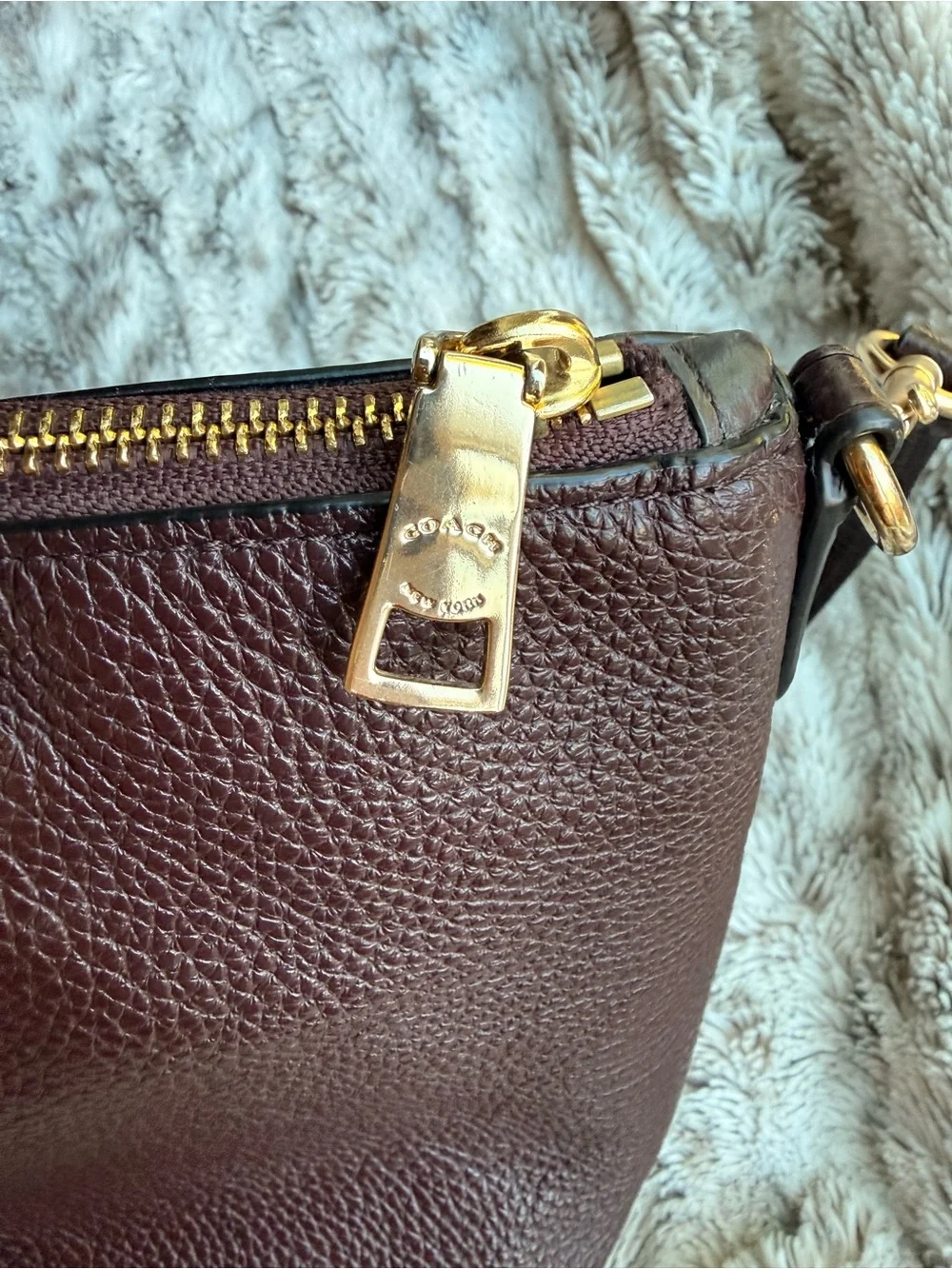 MedCoach Pebbled Leather Satchel Handbag in Dark Brown